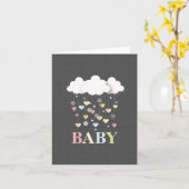 Harten + Wolken Neutrale Baby Kaart (Gele Bloem)