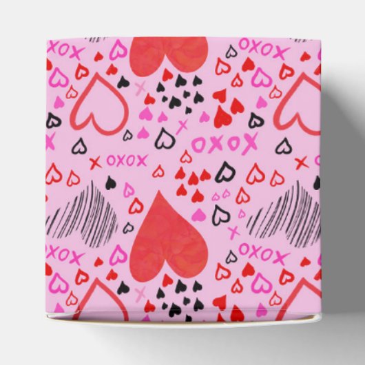 Harten, XOXO roze Borden van het Patroonpapier Bedankdoosjes (Bovenkant)