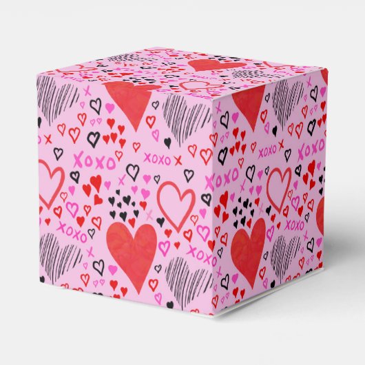 Harten, XOXO roze Borden van het Patroonpapier Bedankdoosjes (Achterkant)