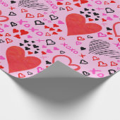 Harten, XOXO roze patroon Cadeaupapier (Hoek)