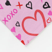 Harten, XOXO roze patroon Fleece Deken (Hoek)
