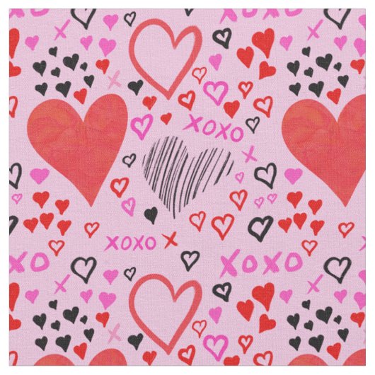Harten, XOXO roze patroon Stof (Close Up)