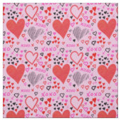 Harten, XOXO roze patroon Stof (Swatch)