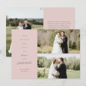 Harten zijn de drie foto's van Blush Gray Weddensc Bedankkaart (Voorkant / Achterkant)