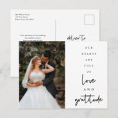 Harten zijn Full Script Weddenfoto Hartelijk dank Briefkaart (Voorkant / Achterkant)