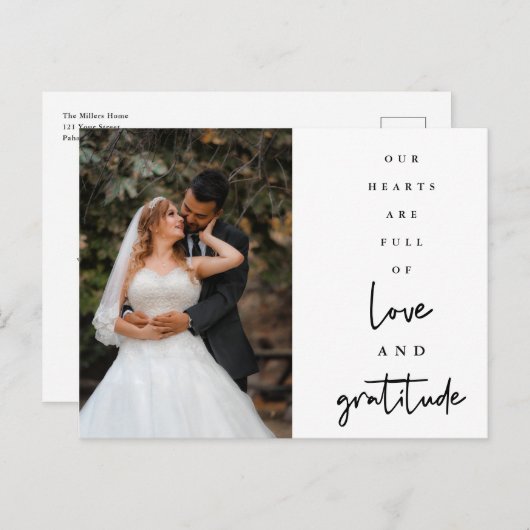 Harten zijn Full Script Weddenfoto Hartelijk dank Briefkaart (Voorkant / Achterkant)