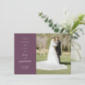 Harten zijn twee foto's Paars bruiloft Bedankkaart (Staand voorkant)