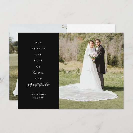 Harten zijn twee foto's van Black Weddenschap Bedankkaart (Voorkant / Achterkant)