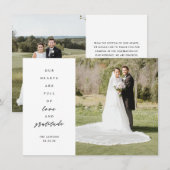 Harten zijn twee foto's vol bruiloft Hartelijk dan Bedankkaart (Voorkant / Achterkant)