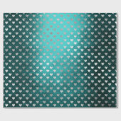 Harten Zilver Blauwgroen Aquatisch Diep Tropisch G Cadeaupapier (Vlak)