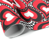 Harten, zwart, rood en wit. cadeaupapier (Rol Hoek)