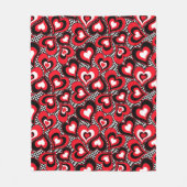 Harten, zwart, rood en wit. fleece deken (Voorkant)