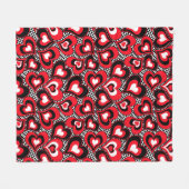 Harten, zwart, rood en wit. fleece deken (Voorkant (Horizontaal))
