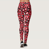 Harten, zwart, rood en wit. leggings (Achterkant)