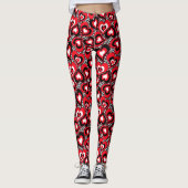 Harten, zwart, rood en wit. leggings (Voorkant)