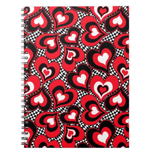 Harten, zwart, rood en wit. notitieboek (Voorkant)