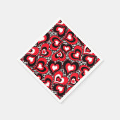 Harten, zwart, rood en wit. servet (Hoek)