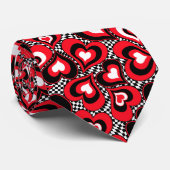 Harten, zwart, rood en wit. stropdas (Opgerold)