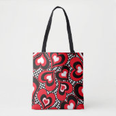 Harten, zwart, rood en wit. tote bag (Voorkant)