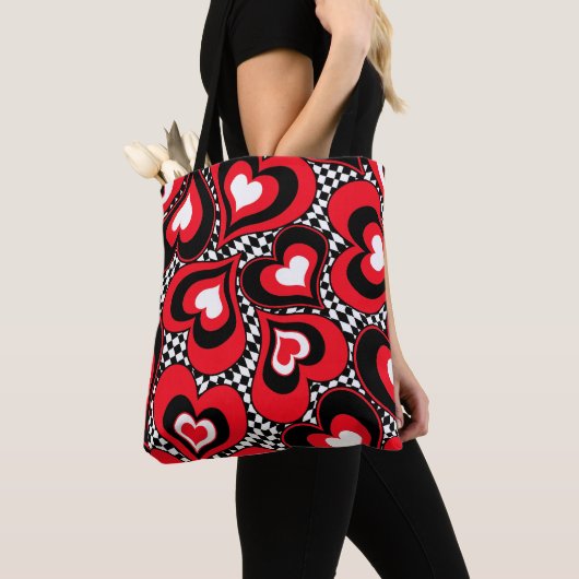 Harten, zwart, rood en wit. tote bag (Dichtbij)