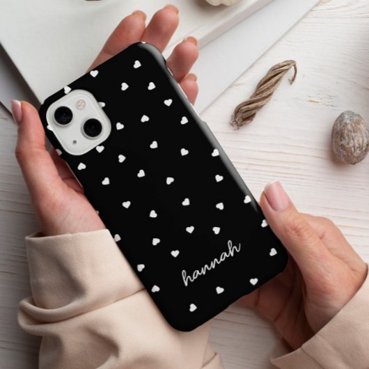 Harten Zwart & Wit Patroon Monogram iPhone Case-Mate iPhone Case