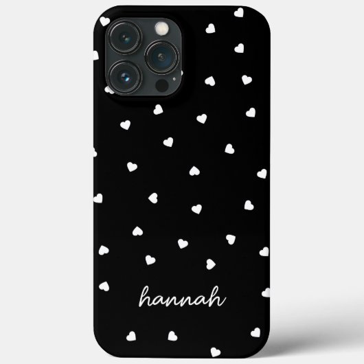 Harten Zwart & Wit Patroon Monogram iPhone Case-Mate iPhone Case (Achterkant)