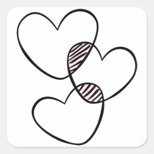 Harten Zwart & Witte Liefde Bruiloft, Bruidsfeest Vierkante Sticker