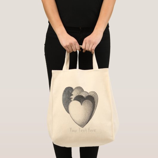 harten zwarte en witte ruwe schets oorspronkelijke tote bag (Voorkant (product))