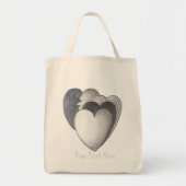 harten zwarte en witte ruwe schets oorspronkelijke tote bag (Voorkant)