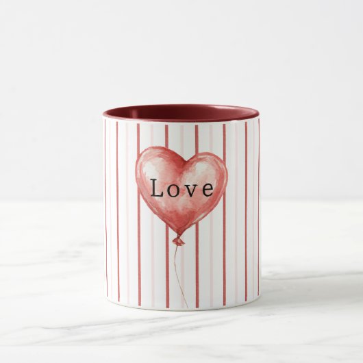 Hartenballon Rood Roze Witte Strepen Mok (Midden)
