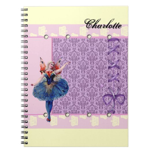hartenbloemenfee ballerina blauw roze notitieboek (Voorkant)