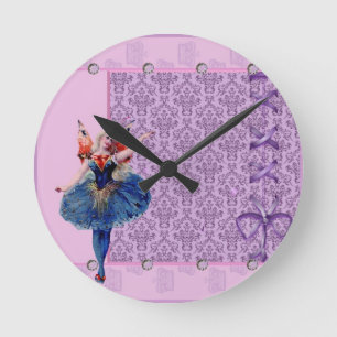 hartenbloemenfee ballerina blauw roze ronde klok