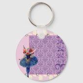hartenbloemenfee ballerina blauw roze sleutelhanger (Voorkant)