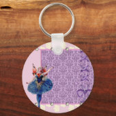  hartenbloemenfee ballerina blauw roze sleutelhanger (Voorkant)