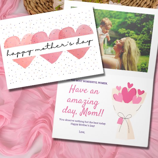 Hartenboeket Gelukkige Moederdag kaart