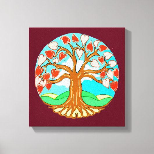 Hartenboom van het leven Mandala Canvas Afdruk (Voorkant)