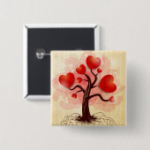 Hartenboom Vierkante Button 5,1 Cm (Voorkant /achterkant)