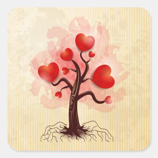 Hartenboom Vierkante Sticker (Voorkant)