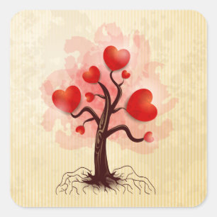 Hartenboom Vierkante Sticker