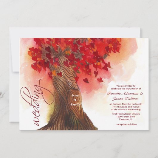 hartenboomtrouwuitnodiging kaart (Voorkant)