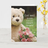 Hartenchirurgie, Teddydbeer & Bloemen Beterschap Kaart (Gele Bloem)