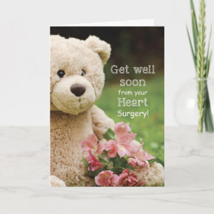 Hartenchirurgie, Teddydbeer & Bloemen Beterschap Kaart