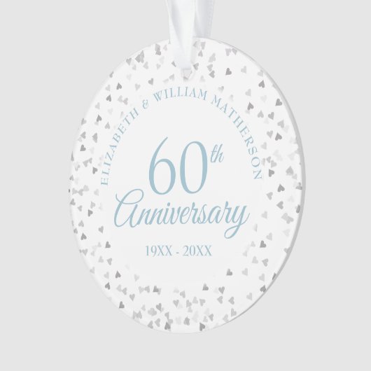 Hartenconfetti 60-jarig jubileum ornament (voorkant)