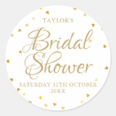 Hartenconfetti Bruidsfeest Favor Ronde Sticker (Voorkant)