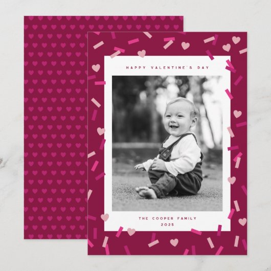 Hartenconfetti Valentijnskaart Feestdagenkaart (Voorkant / Achterkant)