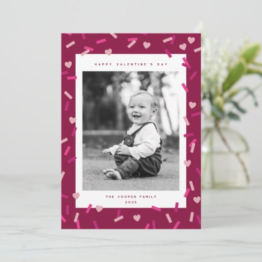 Hartenconfetti Valentijnskaart Feestdagenkaart (Staand voorkant)