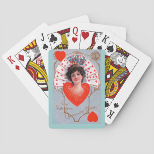 HARTENDAME,Valentijnsdag Rood Blauw Pokerkaarten