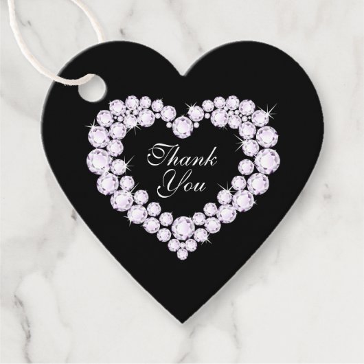 Hartendiamanten op zwarte dank je voor je huwelijk bedankjes labels (Voorkant)