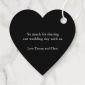 Hartendiamanten op zwarte dank je voor je huwelijk bedankjes labels (Achterkant)