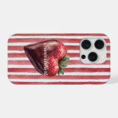 Hartendief chocolade aardbei rood wit strepen iPhone hoesje (Achterkant horizontaal)